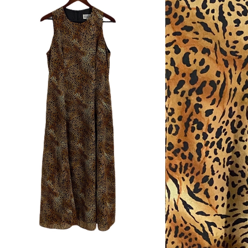 VINTAGE Maxi Dress Animal Print Sz M - Picture 1 of 8